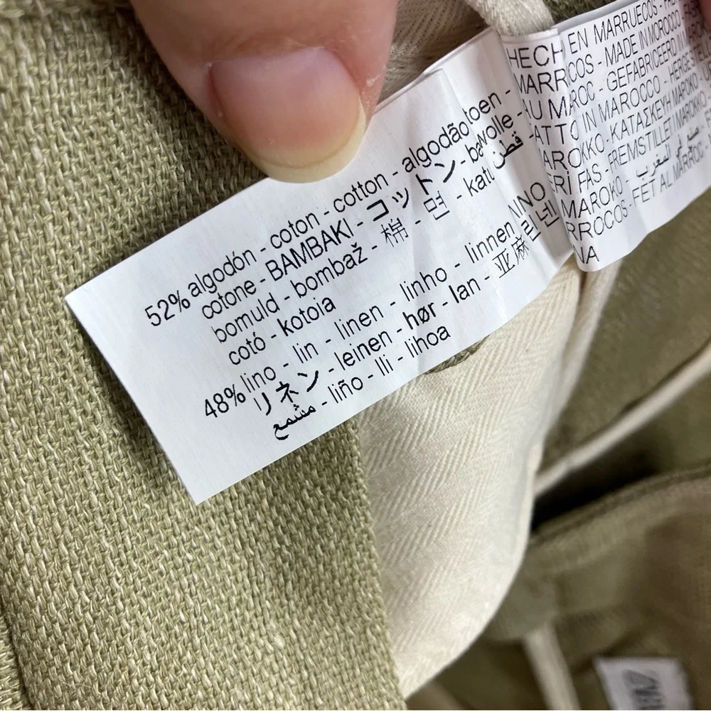 Zara cotton linen blend shorts green women’s size 29 new‎ without tags modern
